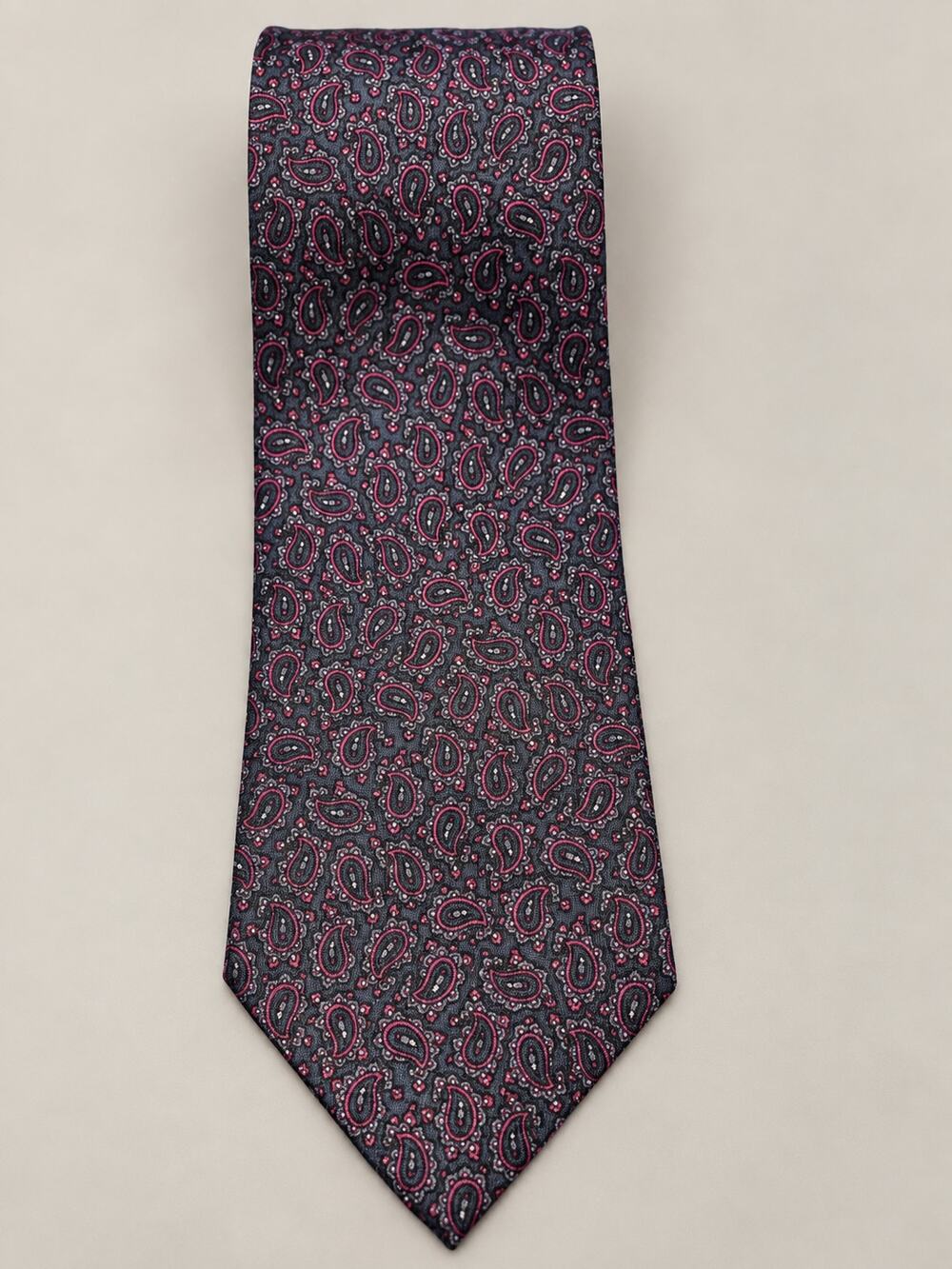 Mercedes High Fashion Hand Made Paisley Necktie Black Burgundy Red Men’s Tie
